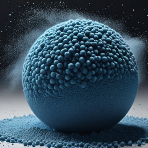** Spherical powder particles flowing smoothly.

**
