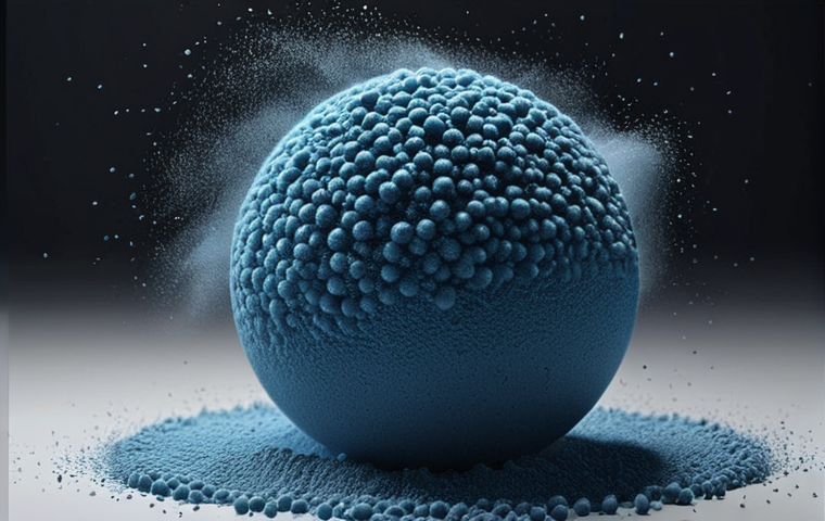** Spherical powder particles flowing smoothly.

**